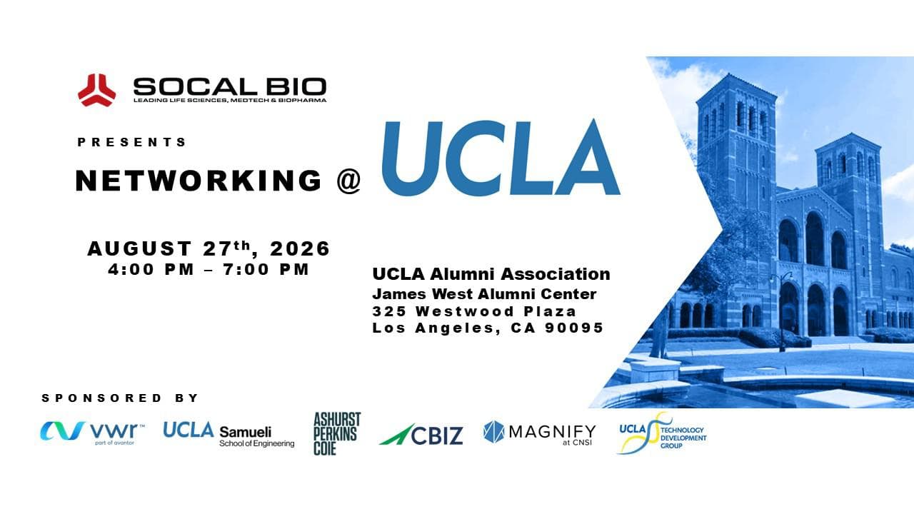 SoCalBio Networking at UCLA August 2026 event artwork from Eventbrite