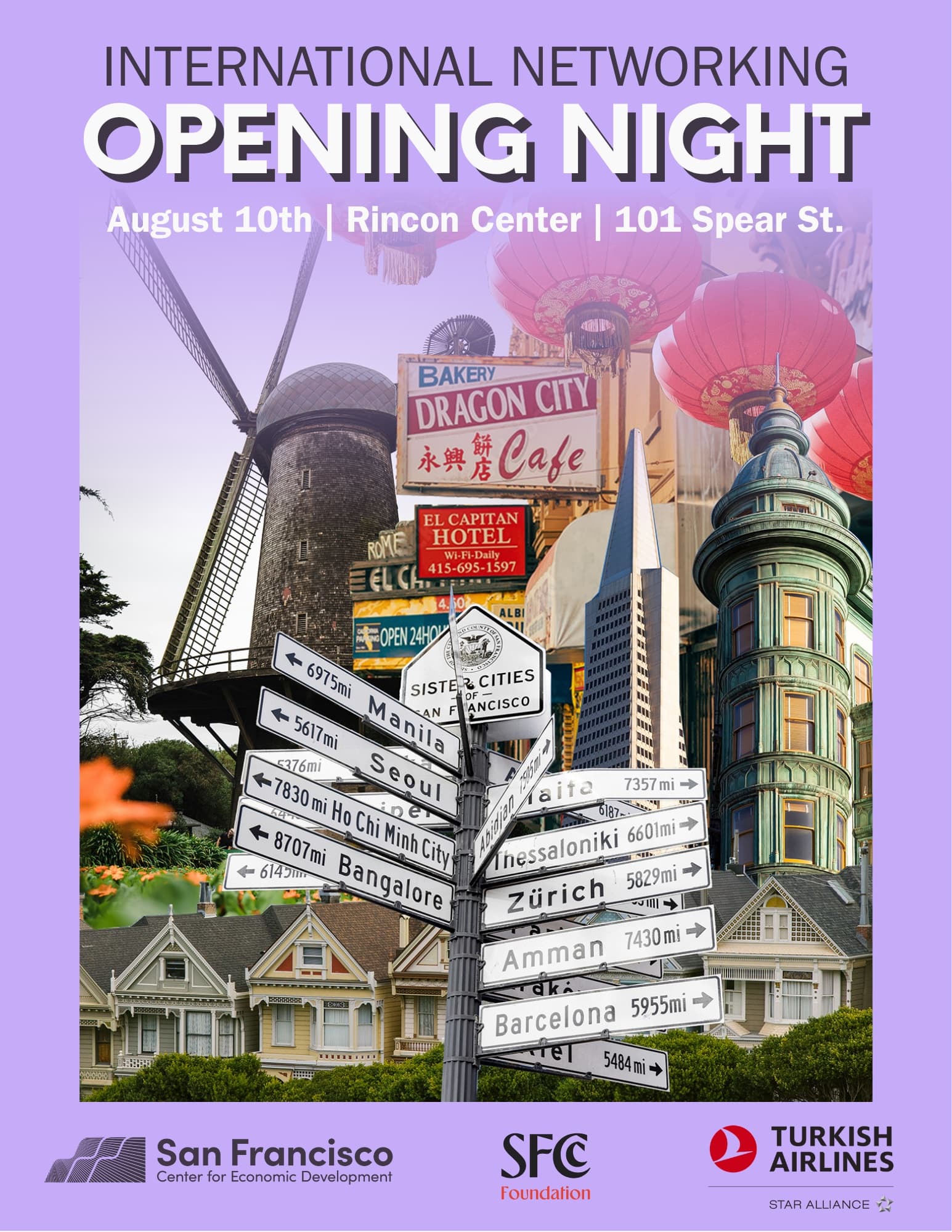 SF International Week Opening Night flyer with San Francisco landmarks collage