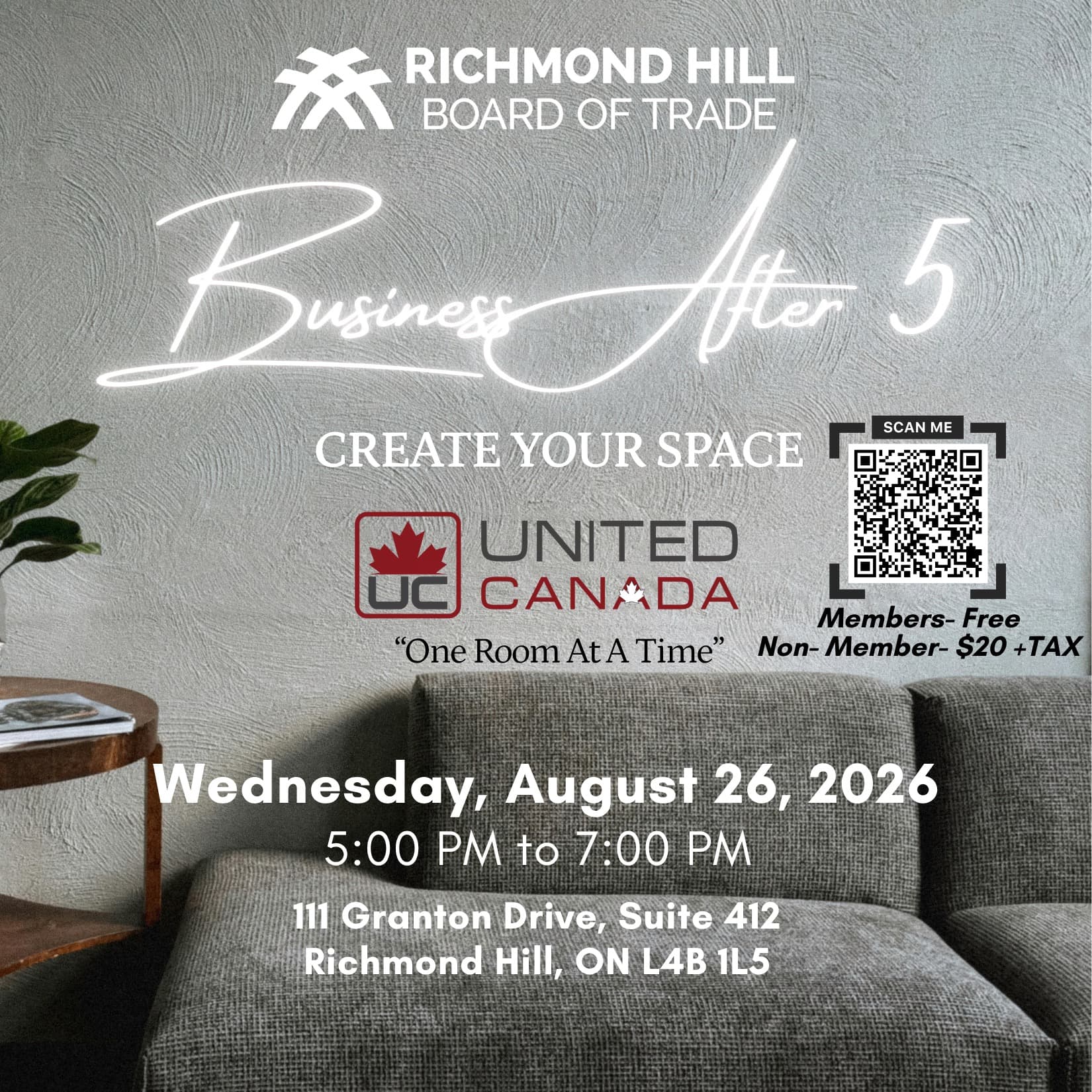 Richmond Hill Board of Trade Business After 5 at United Canada event artwork