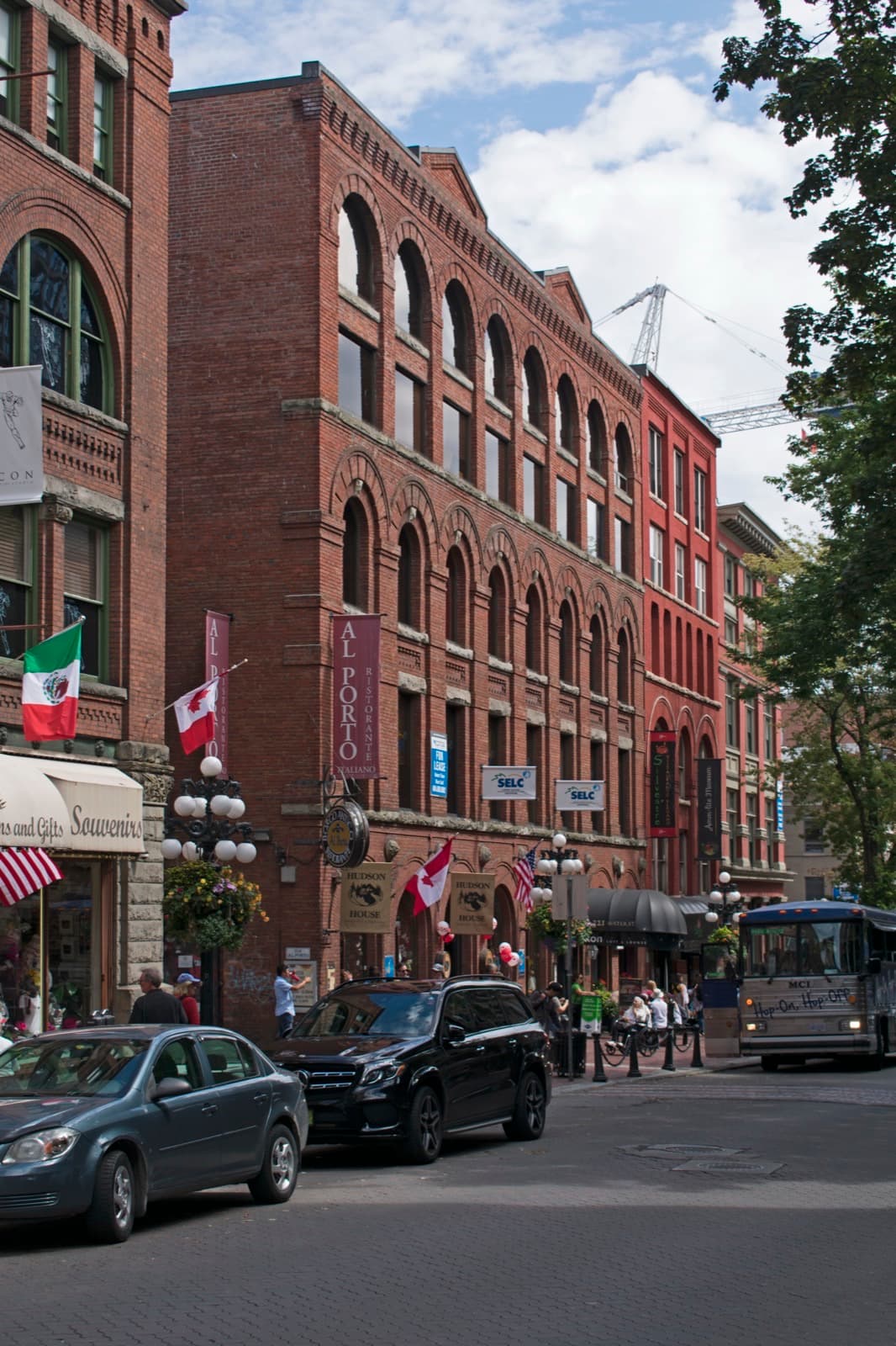 Historic Water Street warehouses in Gastown near the AI Film Club venue