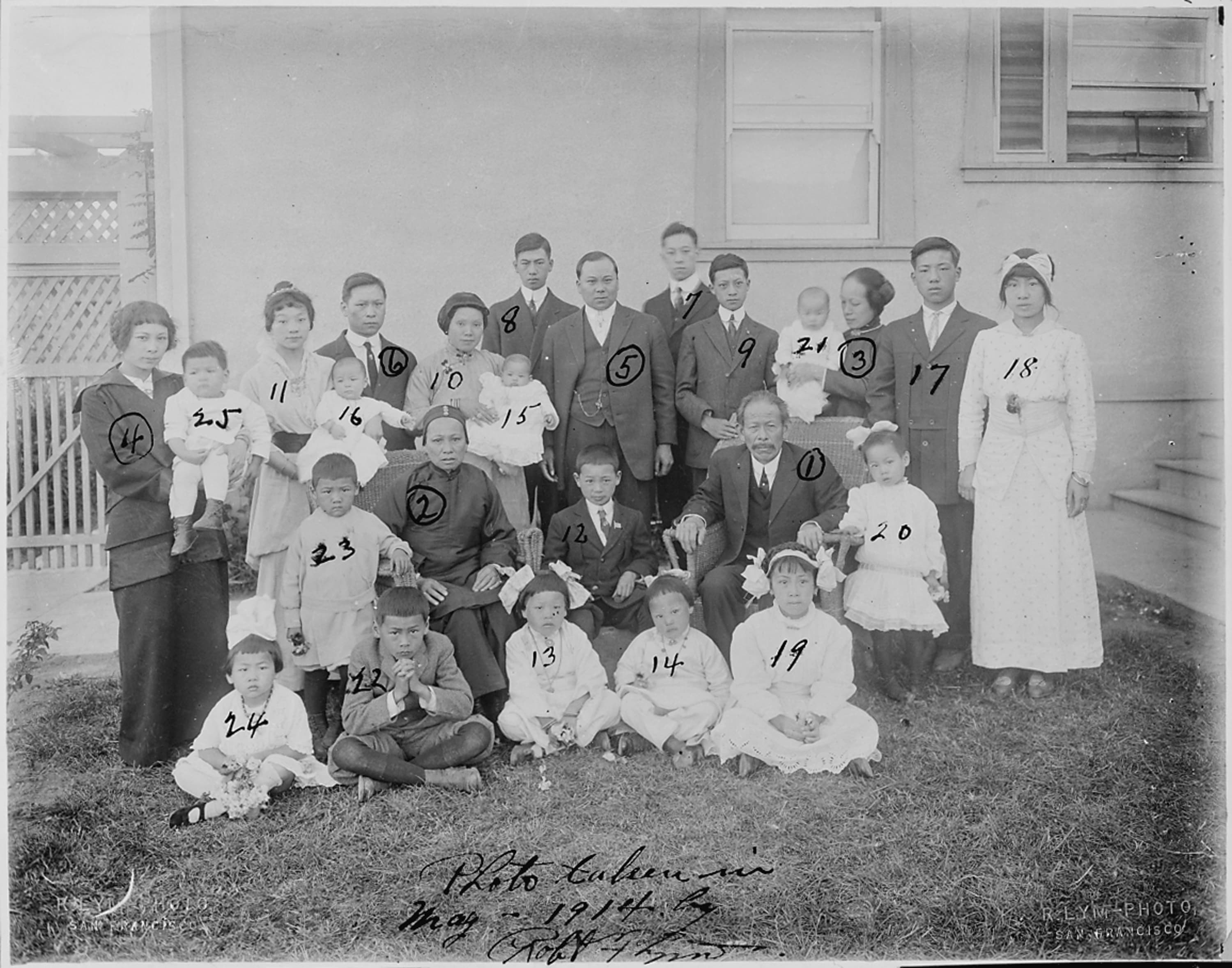Multi-generation Chinese American family of Lim Lip Hong in San Francisco, 1914