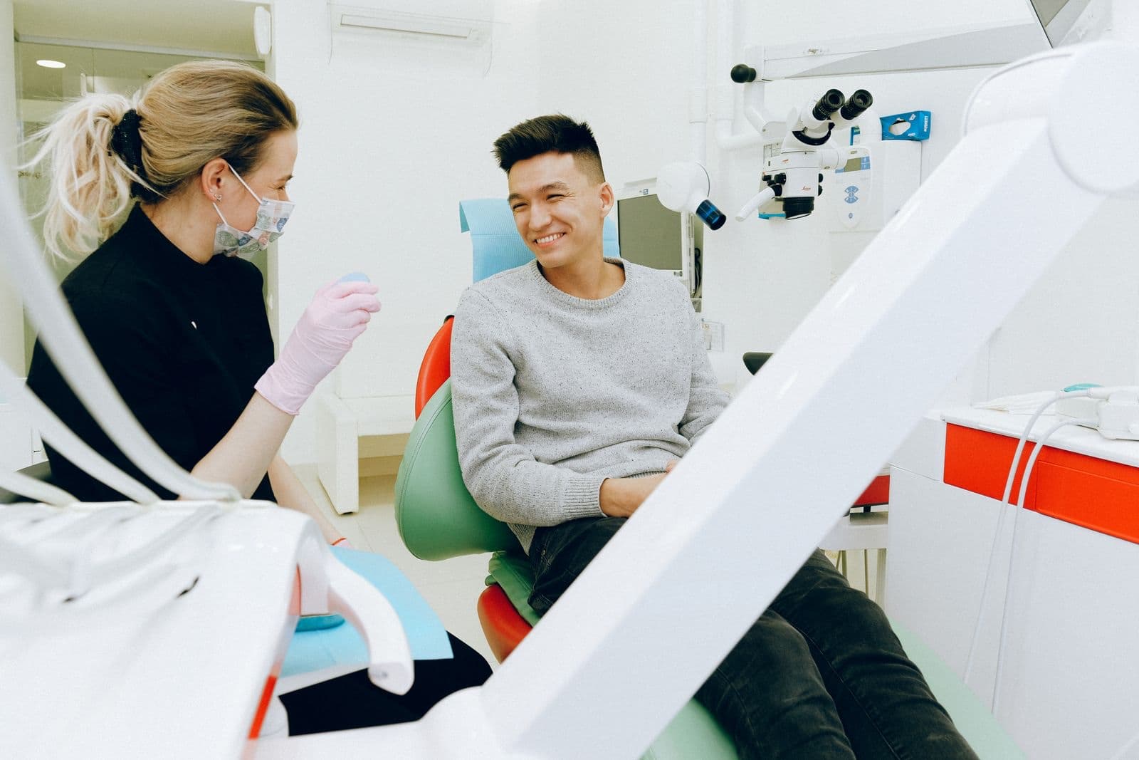 Dental care setting with medical equipment in soft focus