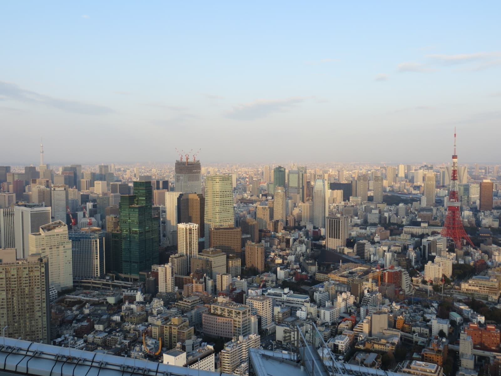 Tokyo Tower and Tokyo Skytree across the Tokyo skyline
