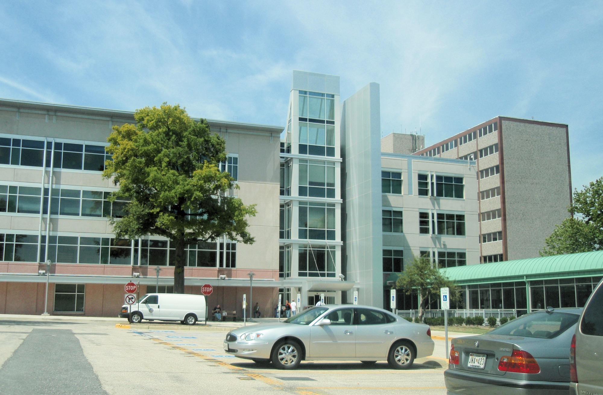 Social Security Administration headquarters campus in Woodlawn, Maryland, seen from the road